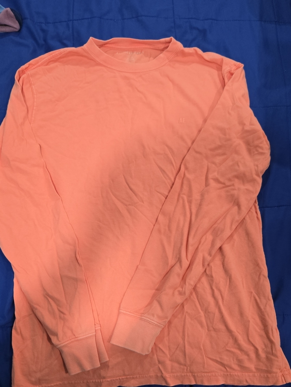 American Eagle Outfitters Men’s Long-Sleeve Crewneck Shirt - Coral